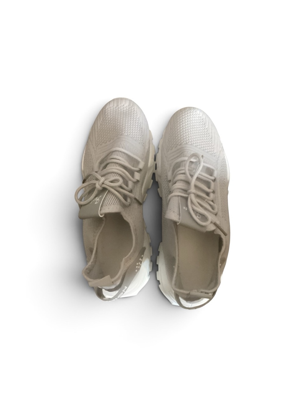 Light Beige Knit Lace-Up Women's Athletic Sneakers
